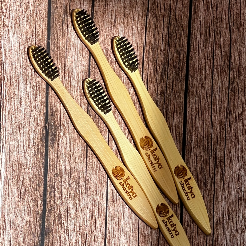 kids bamboo toothbrush : set of 4